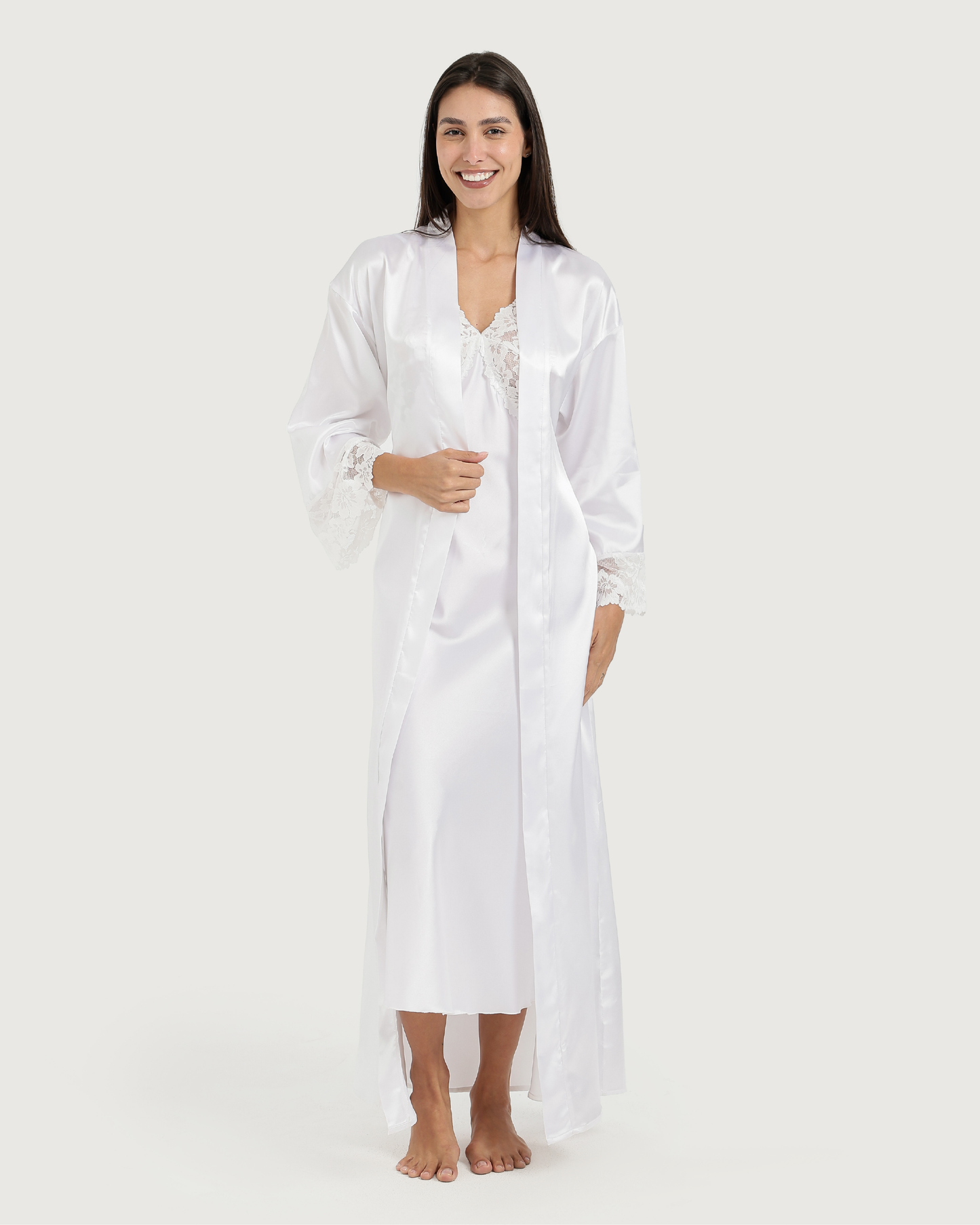 طقم ستان قميص طويل و روب