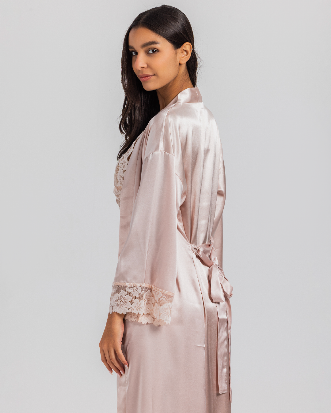 Satin Set Long Shirt and Robe