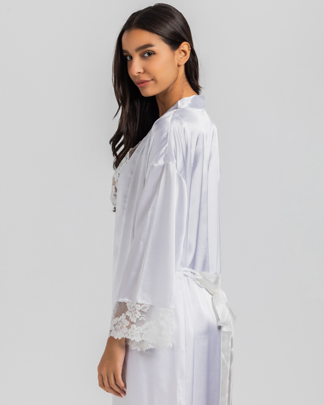 Satin Set Long Shirt and Robe