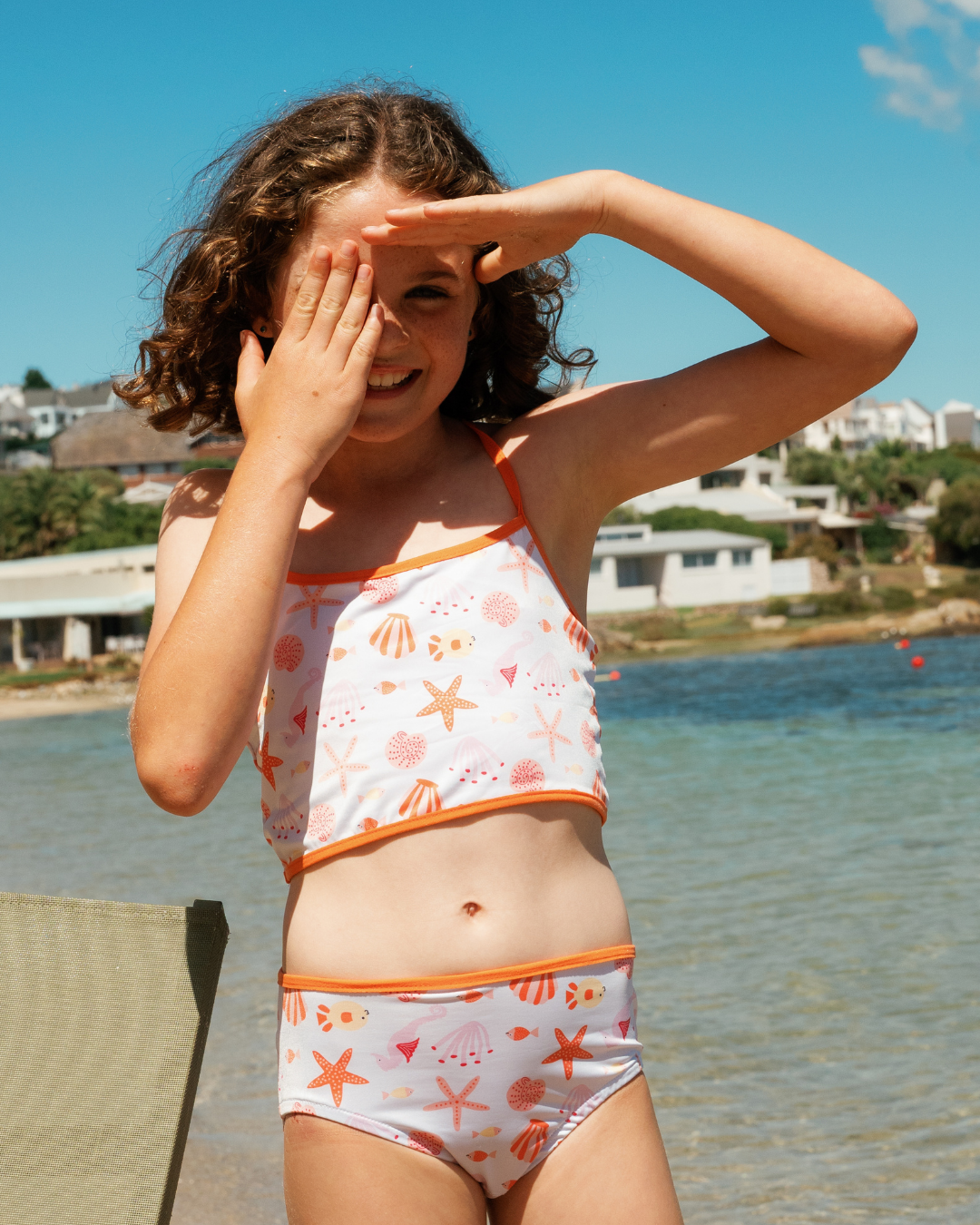 Girls' Two-Piece Seashell Swimsuit