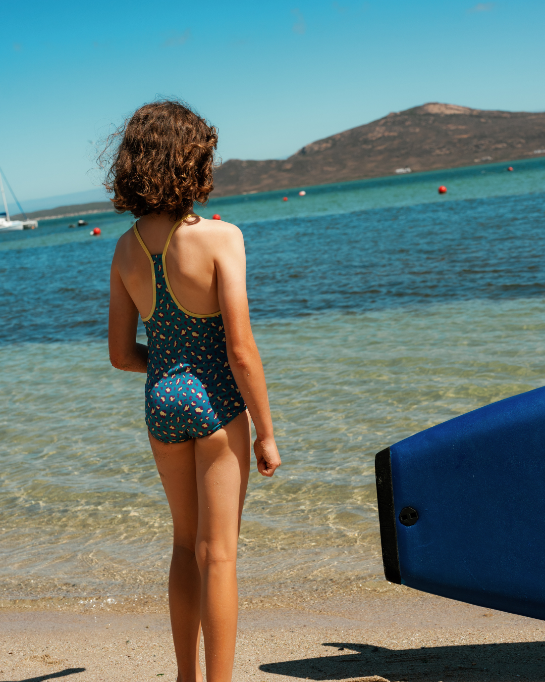 Girls' One-Piece Multicolored Tiger Swimsuit