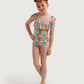 Girls' One-Piece Swimsuit with Colorful Flowers