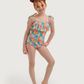 Girls' One-Piece Swimsuit with Colorful Flowers