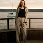 Soft striped set in black and olive