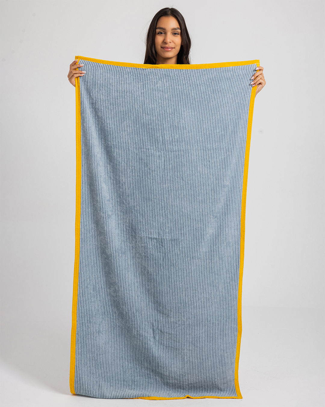 Beach towel with gray trim