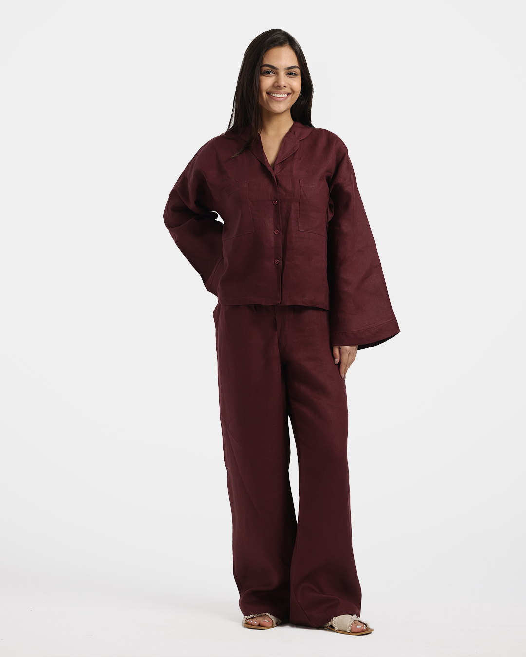 Chic Women's Linen Set with Buttons