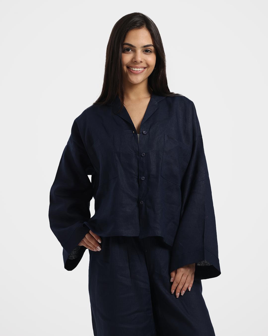 Chic Women's Linen Set with Buttons