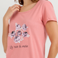 Women's Short Nightshirt with Flower Print on Chest