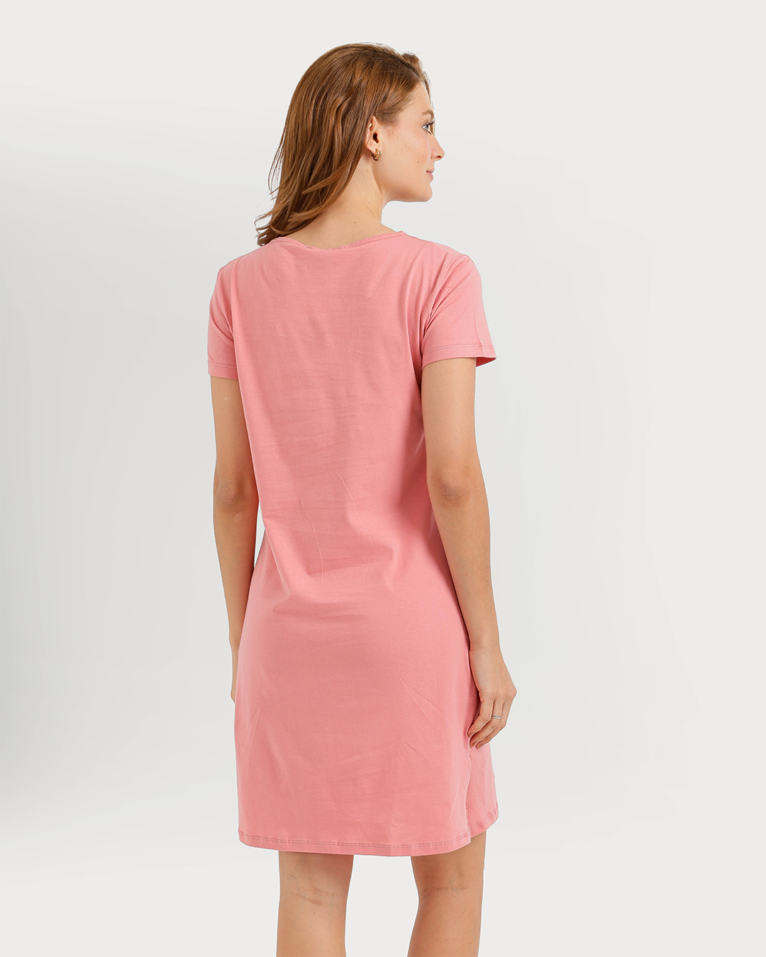 Women's Short Nightshirt with Flower Print on Chest