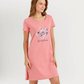 Women's Short Nightshirt with Flower Print on Chest