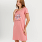 Women's Short Nightshirt with Flower Print on Chest