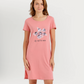 Women's Short Nightshirt with Flower Print on Chest