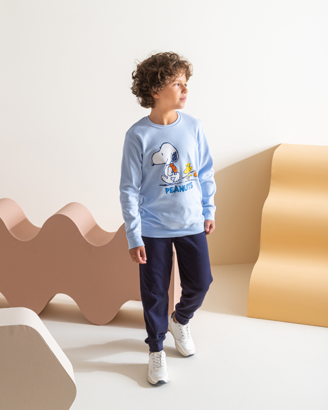 Peanuts بيجامه اولادي طقم طباعة  انترلوك