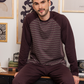 Men's plain wide striped pajamas*, casual striped long sleeve raglan jacket
