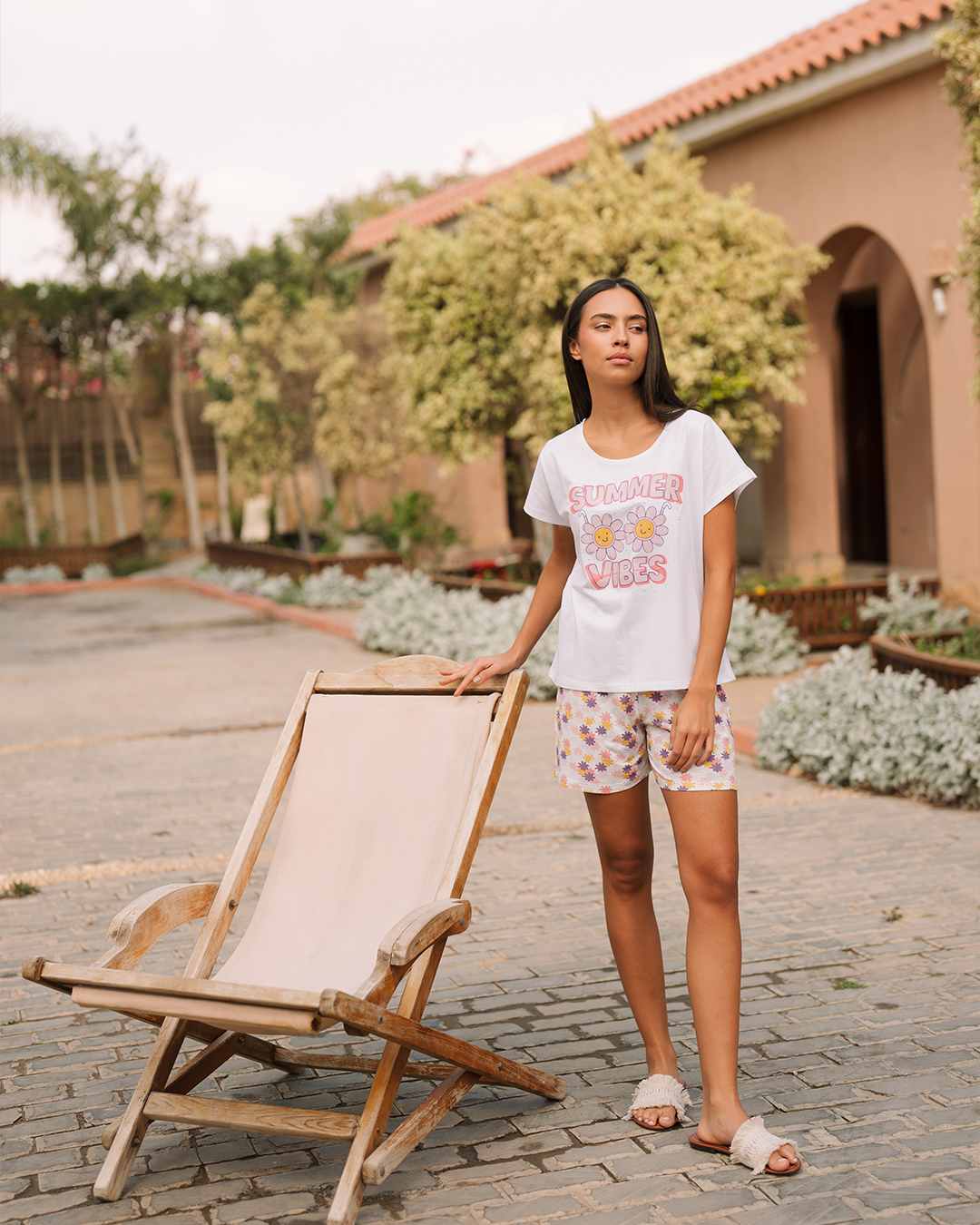 Summerبيجامه حريمي شورت طباعة