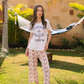 Women's pentacourt print pajamas