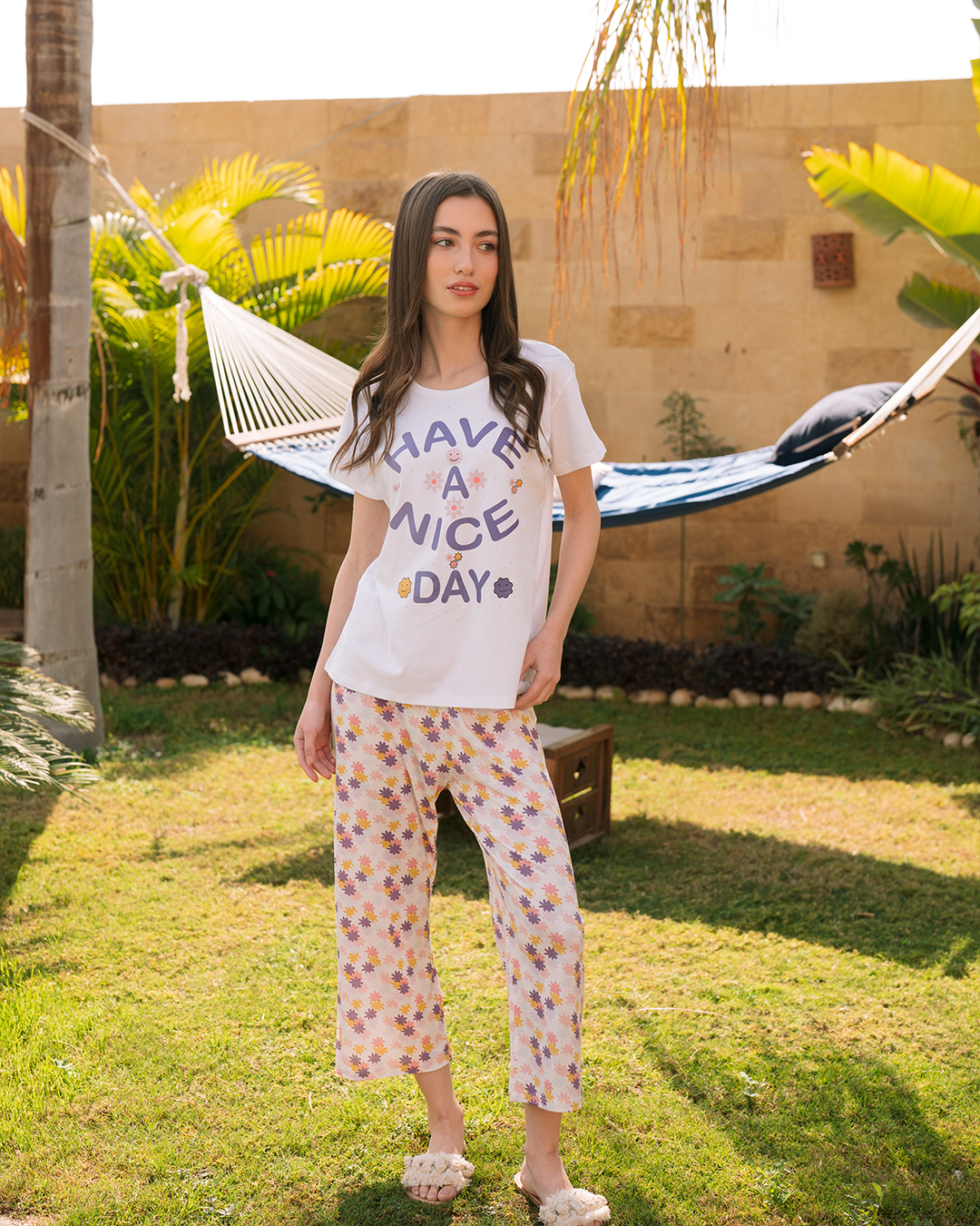 Women's pentacourt print pajamas