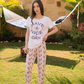 Women's pentacourt print pajamas