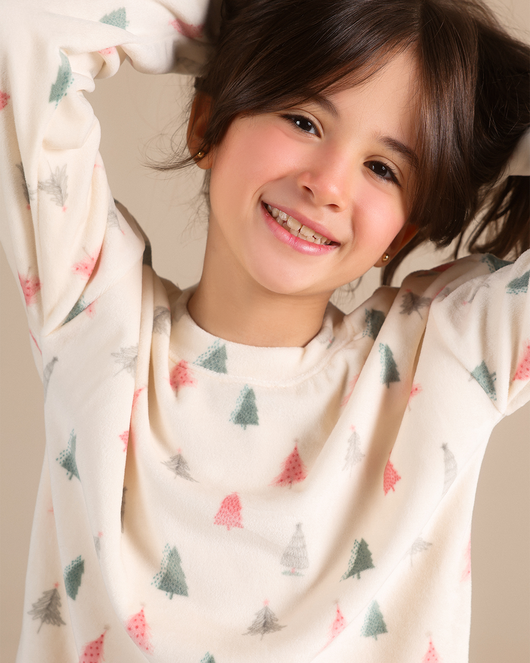 Winter Pink Trees Girls Pajama