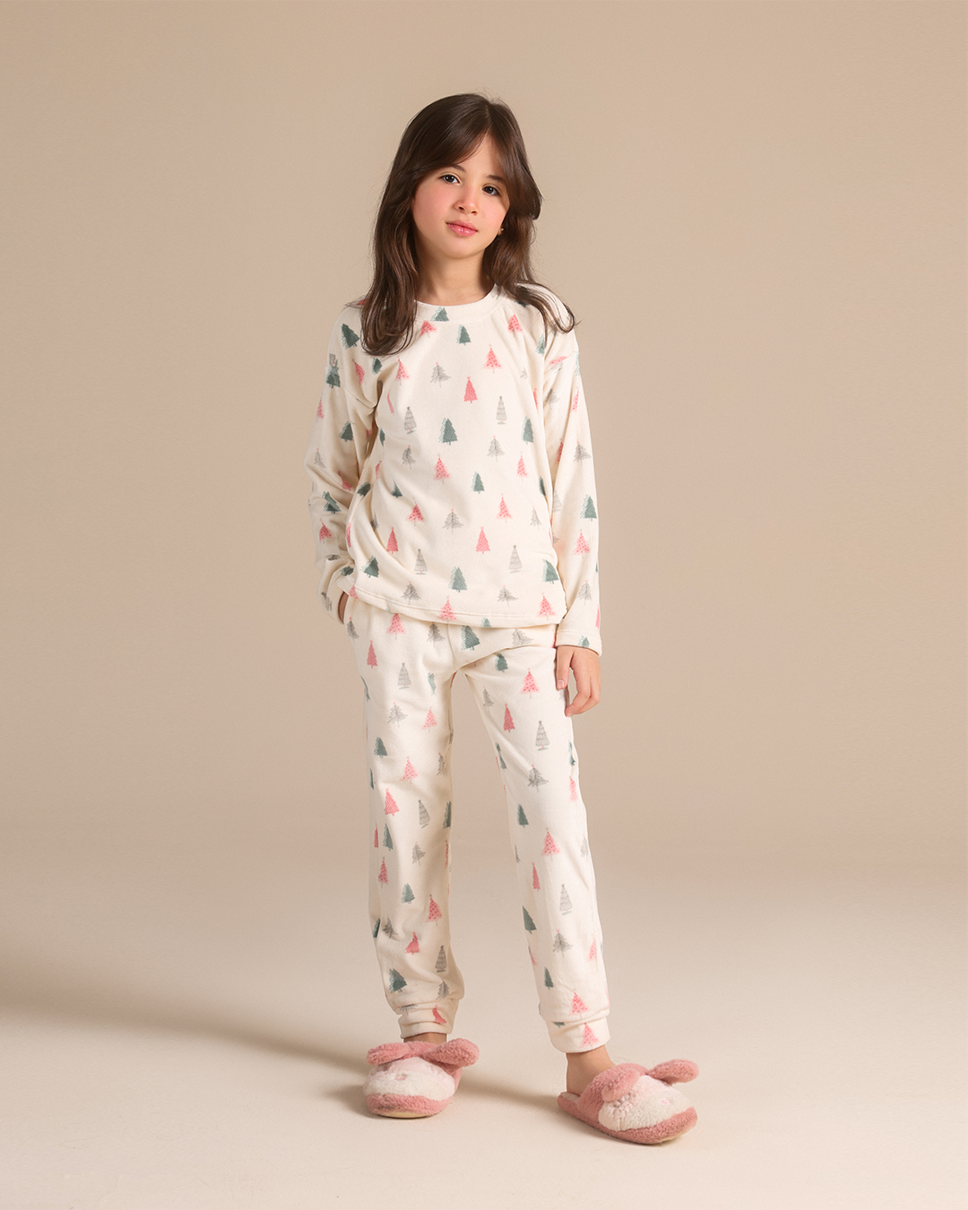 Winter Pink Trees Girls Pajama