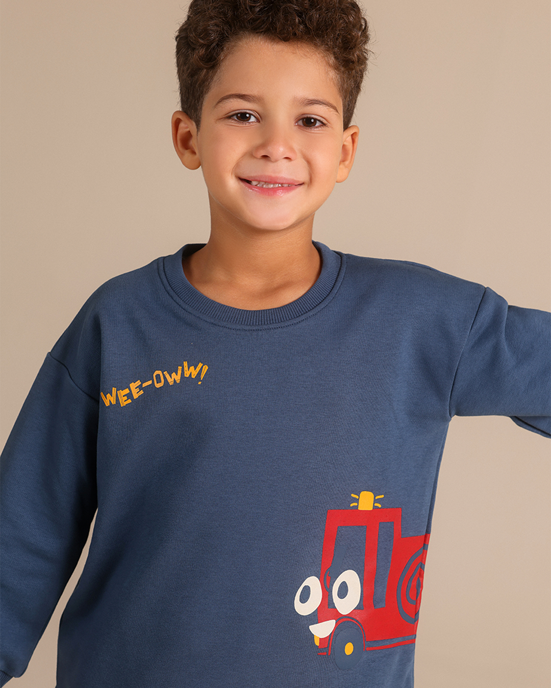 Crew-neck pajamas with car print