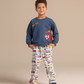 Crew-neck pajamas with car print