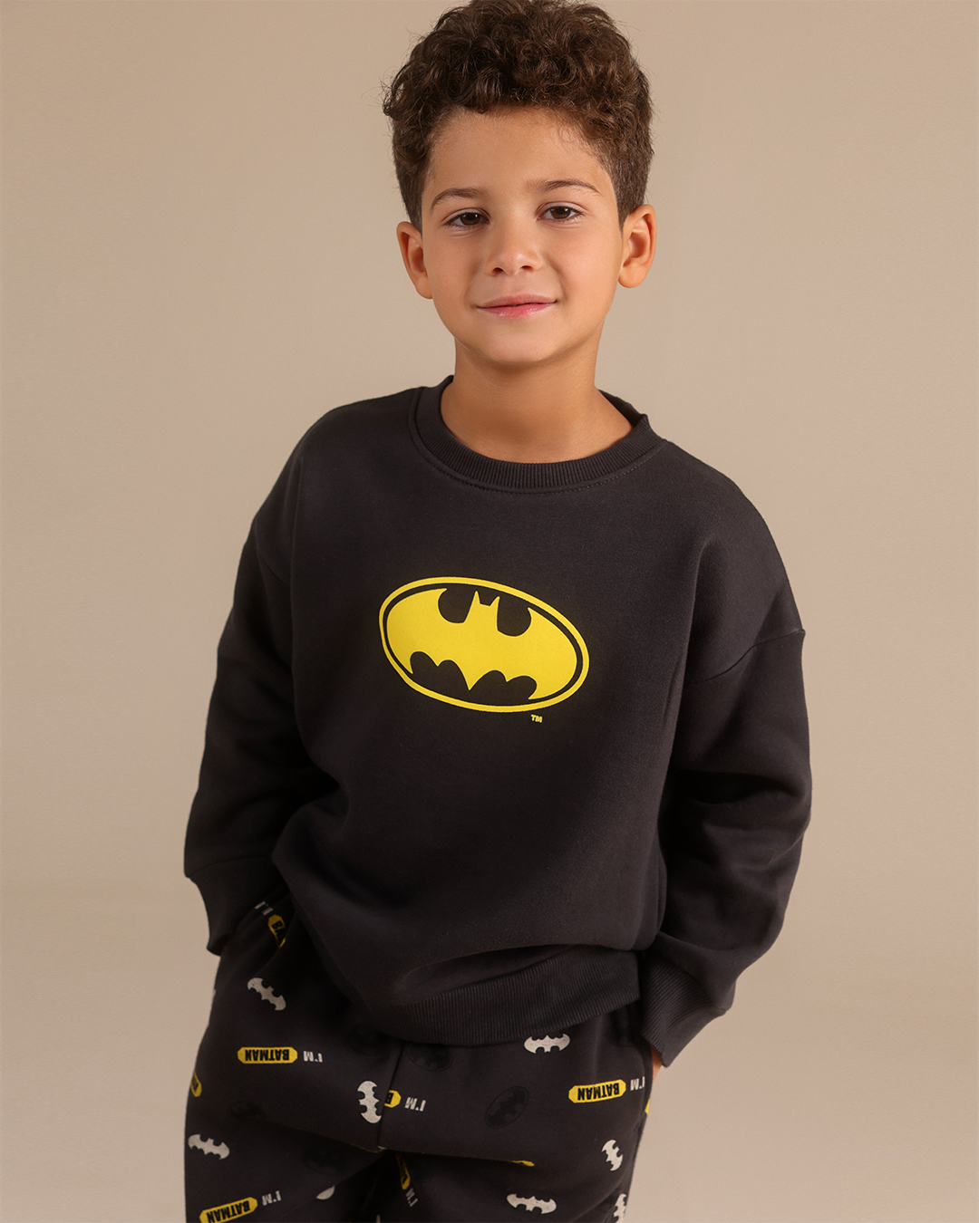Batman crew-neck pajamas with printed pants