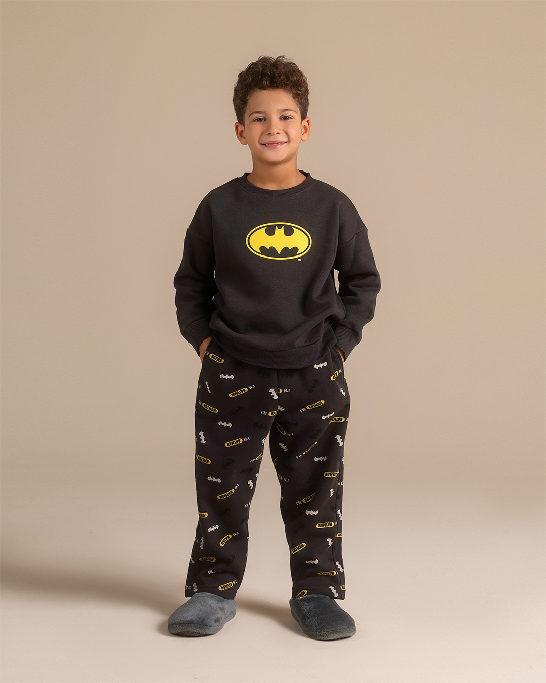 Batman crew-neck pajamas with printed pants