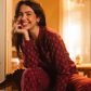 Vintage flower Women Classic Pajama in Burgundy
