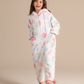 Fleece hooded romper with heart print