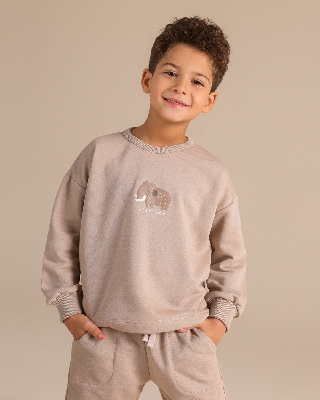 Boys' winter pajamas with a cute mammoth print