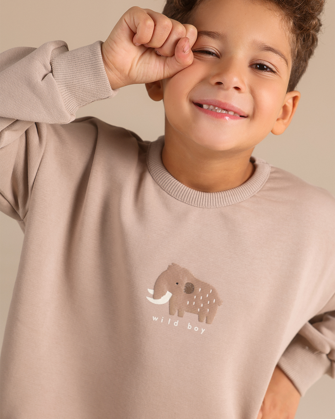 Boys' winter pajamas with a cute mammoth print