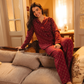 Vintage flower Women Classic Pajama in Burgundy