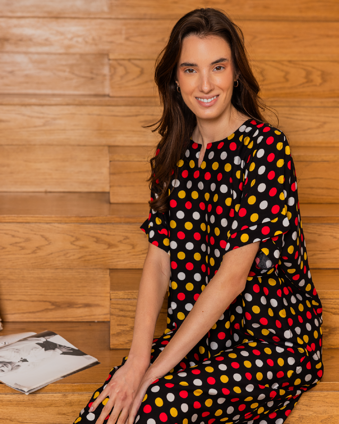 138 قميص فسكوز نص كم منقط