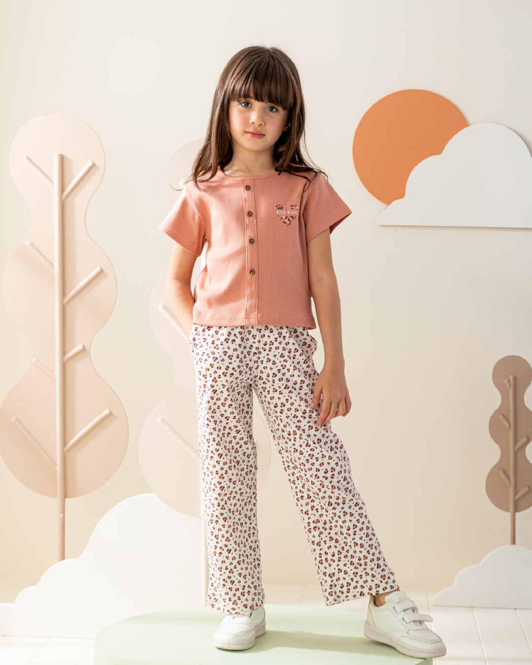 بيجاما انترلوك مضلع توب وبنطلون طباعه تايجر