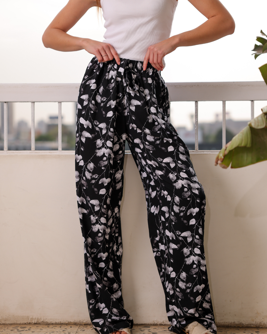 بنطلون فسكوز حريمي مشجر