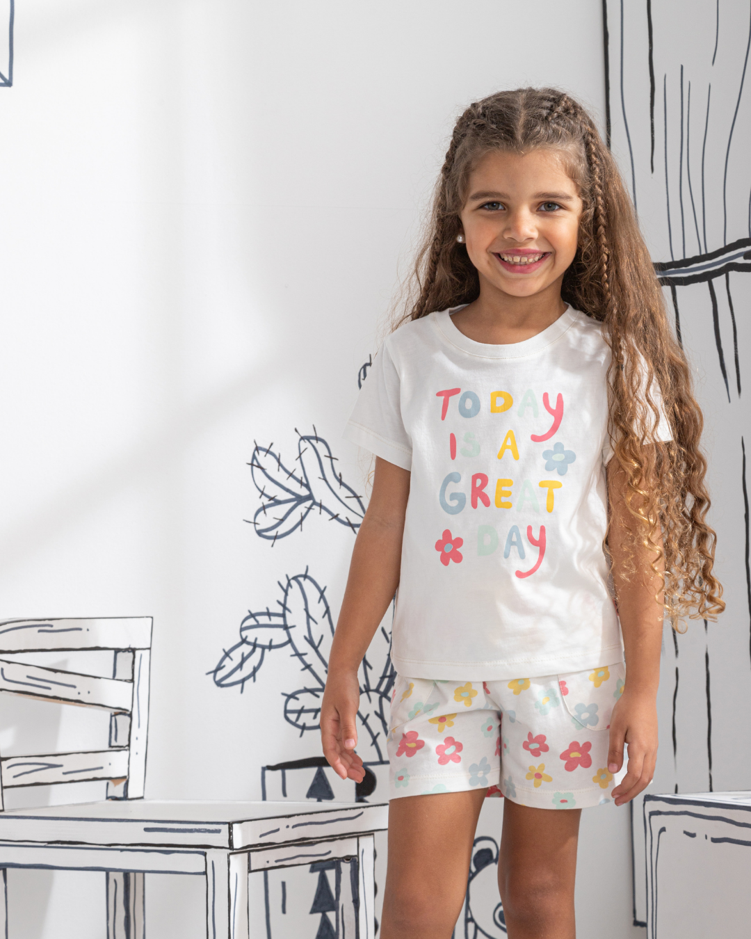 Today is a great day. Half sleeve girls pajamas