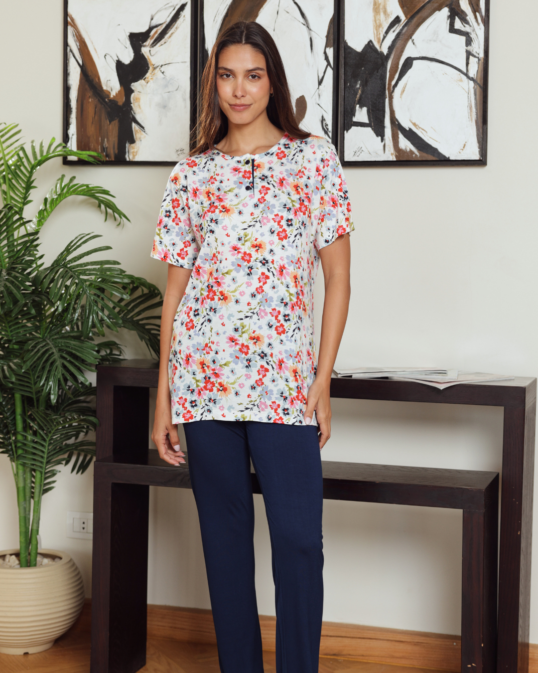 Women's half-sleeved round-neck pajamas