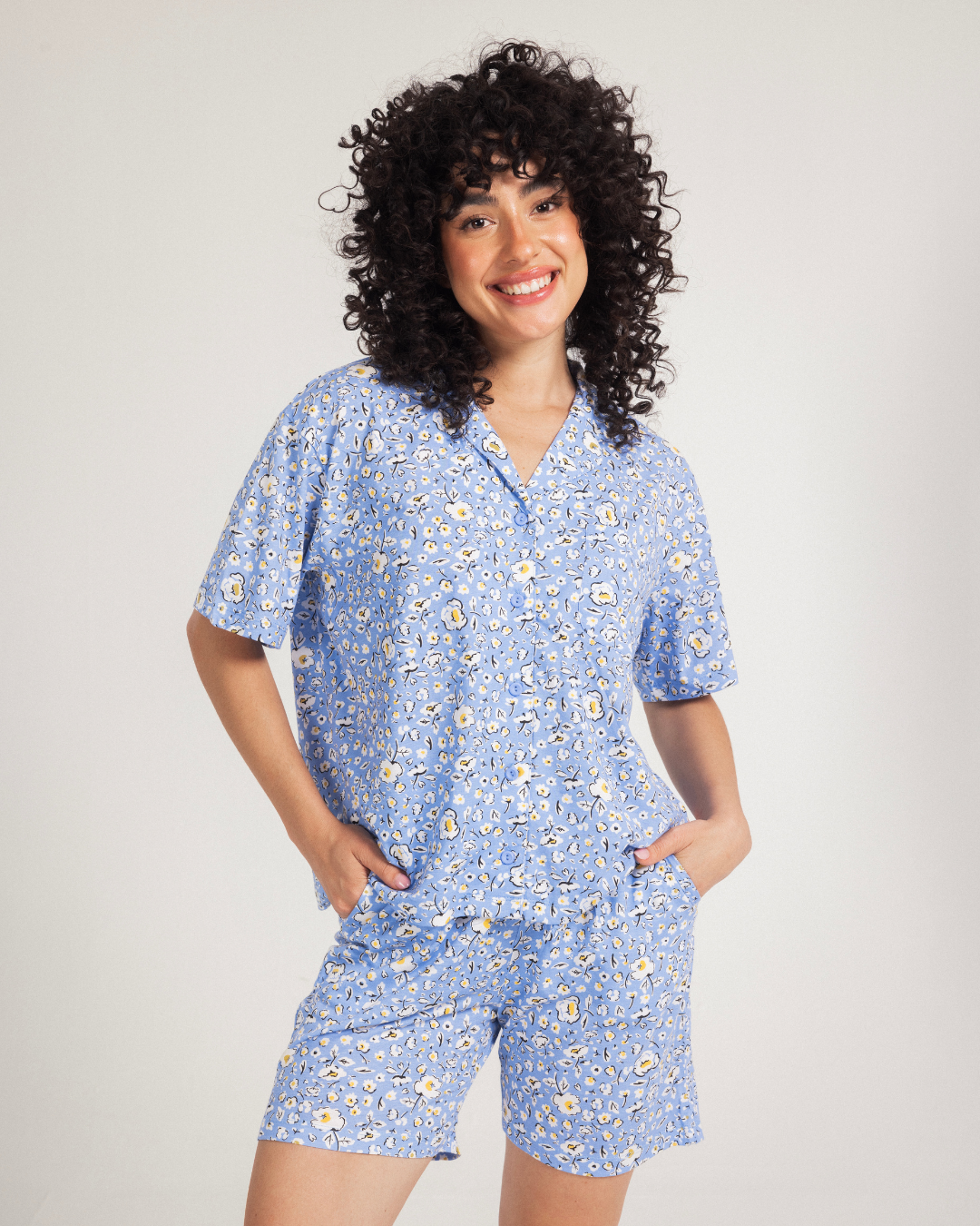 Spring garden Button up shorts pajamas