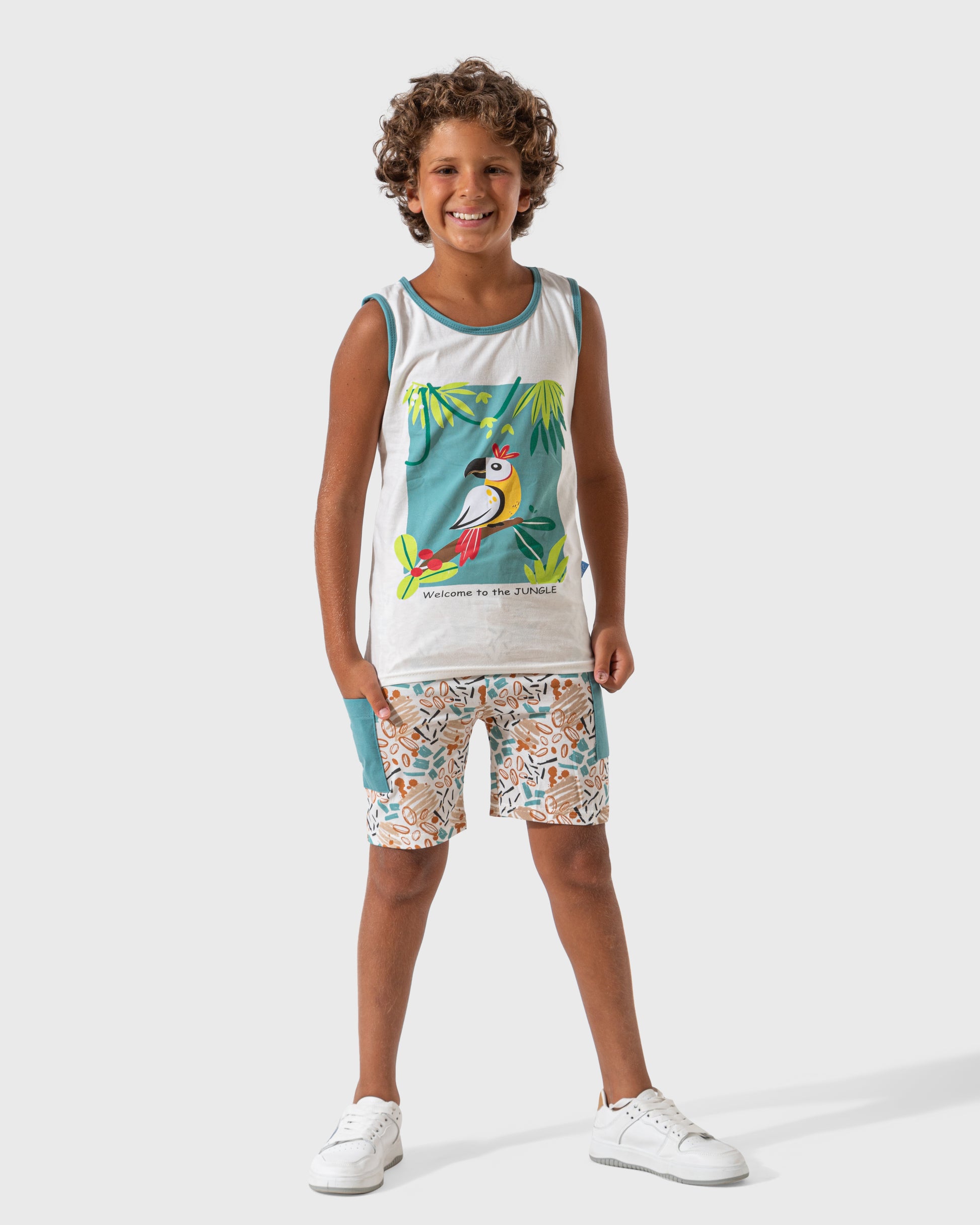 Welcome to the Jungle بيجاما اولادي كت وشورت قطن