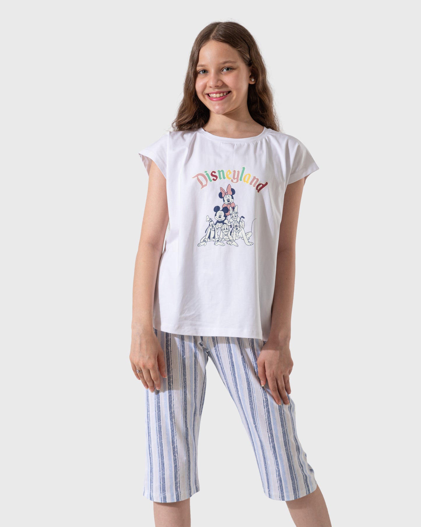 DisneyLand Girls' half-sleeved pajamas and long cotton shorts