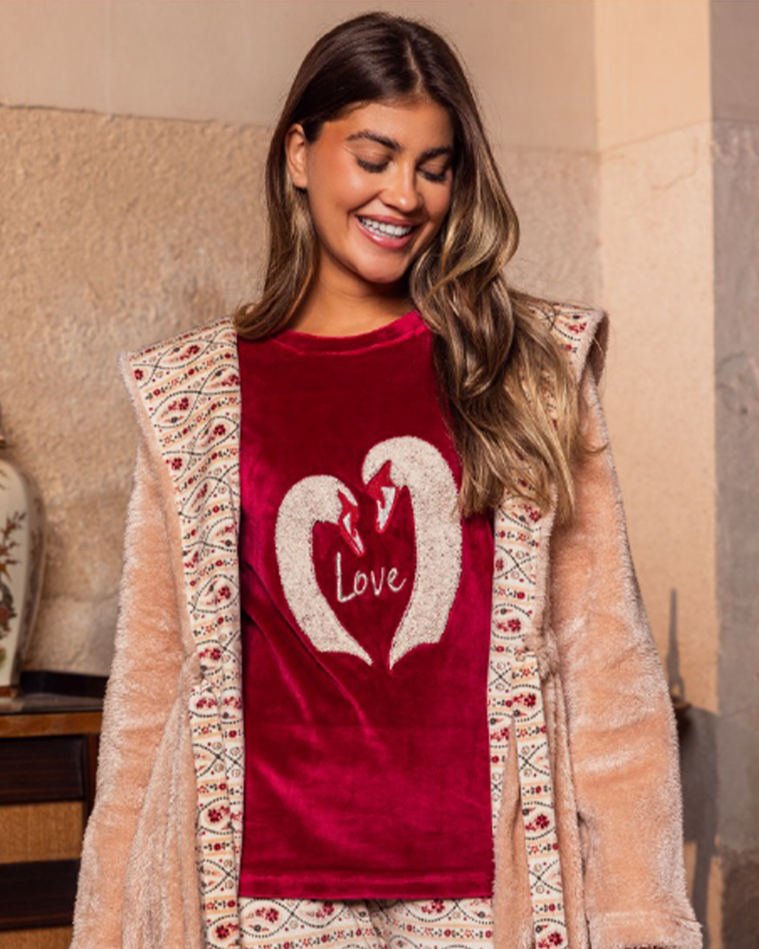 بيجاما حريمي منقوشة بنطلون