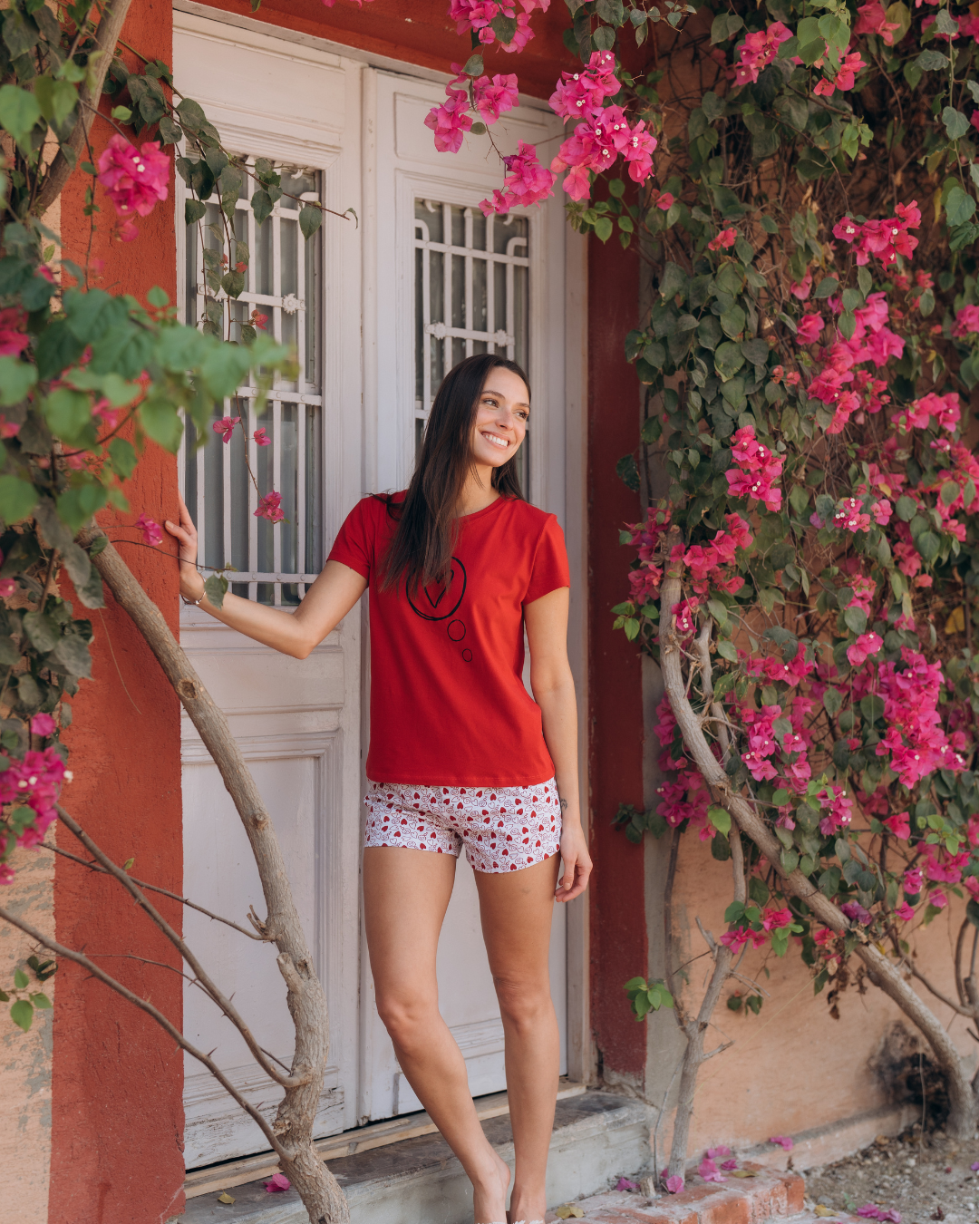 Printed pajama shorts
