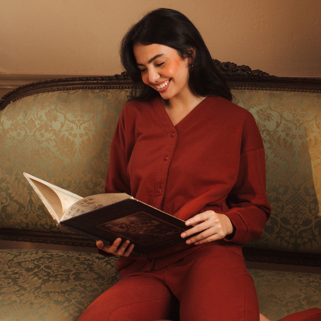 Melton loungewear set with front buttons
