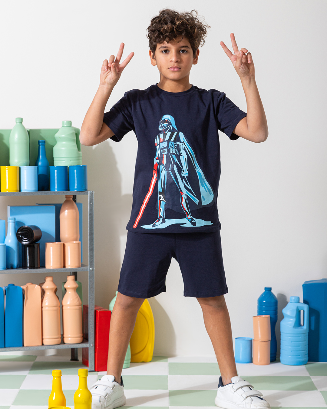 MARVY Star Warz  بيجامة اولادي محير كحلي