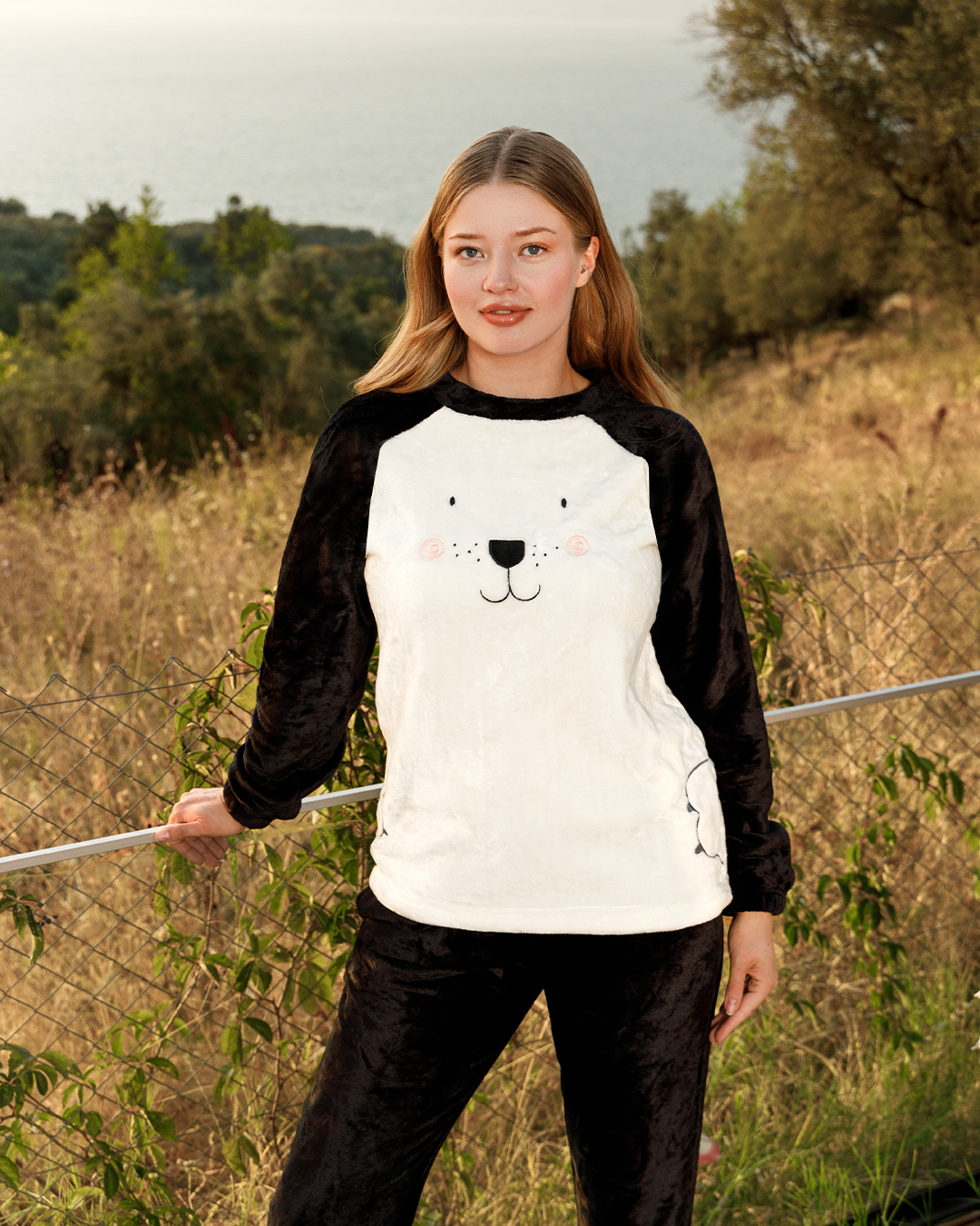Cute Bear بيجاما حريمي بولار