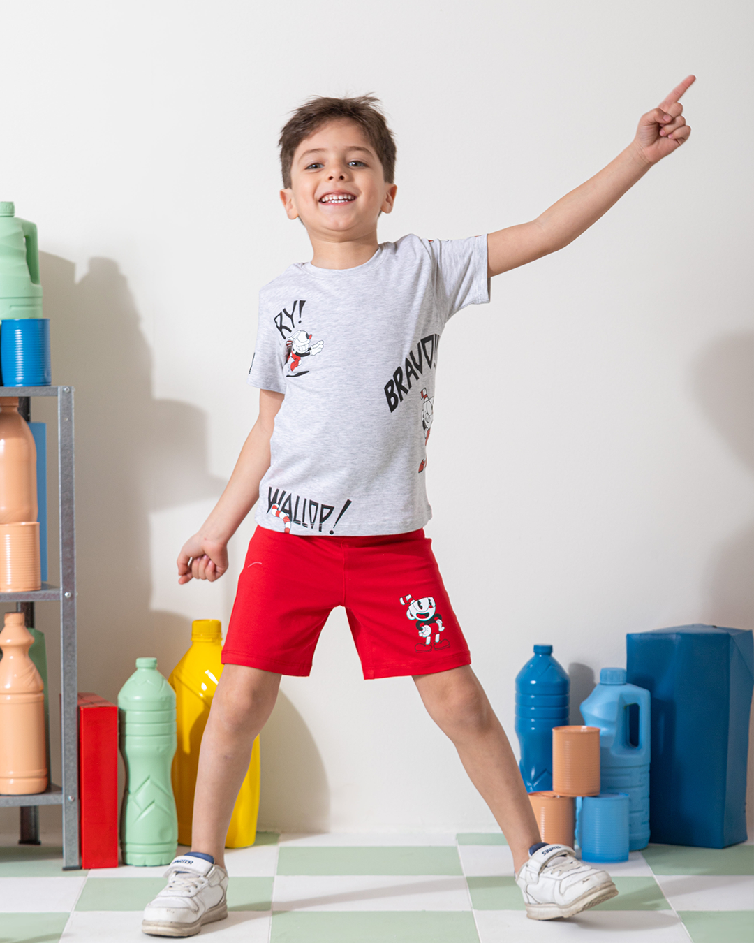 MARVY Cuphead Story بيجامة اولادي وسط شانيه