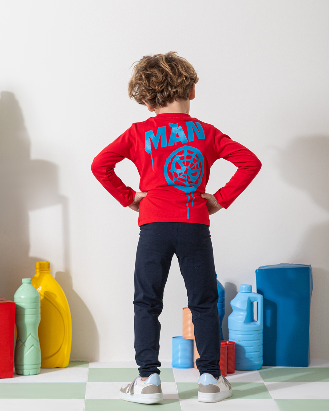 MARVY Spider man بيجامة اولادي وسط خريفي احمر