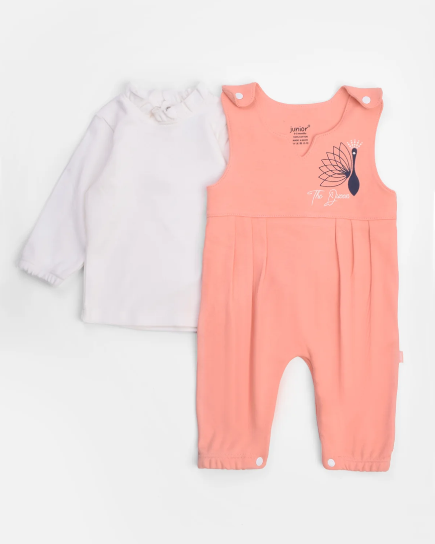 The Queen Girls' Suspender Bodysuit and Printed T-Shirt Set