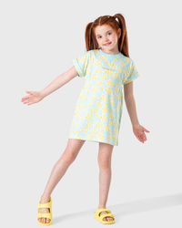 فستان بناتي بطبعة زهور متفتحة ولمسة ناعمة و عصرية